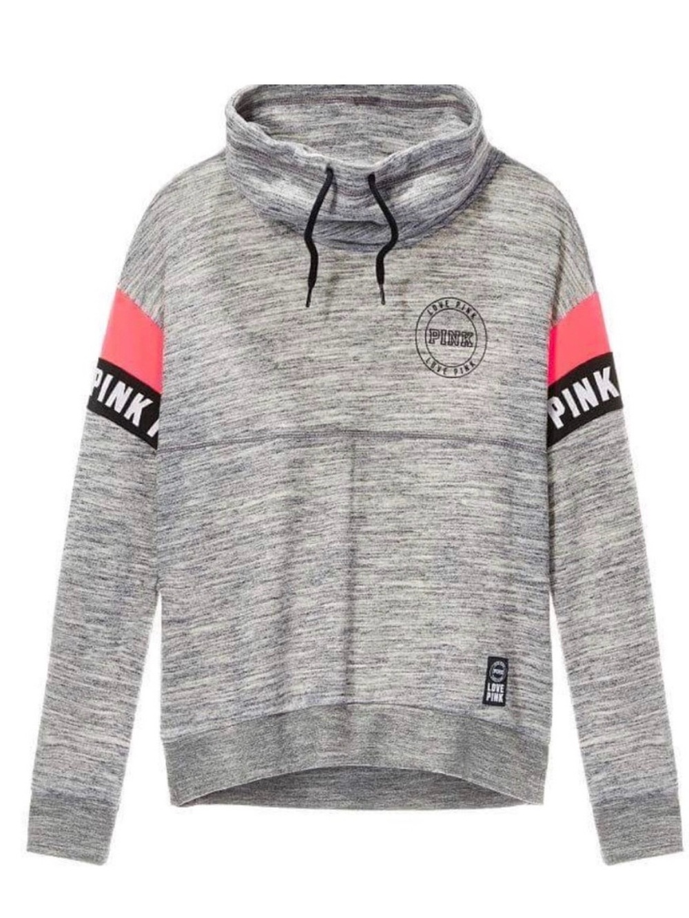 PINK Victoria's Secret Heather Gray Cowl Neck Sweater with Sleeve Panels